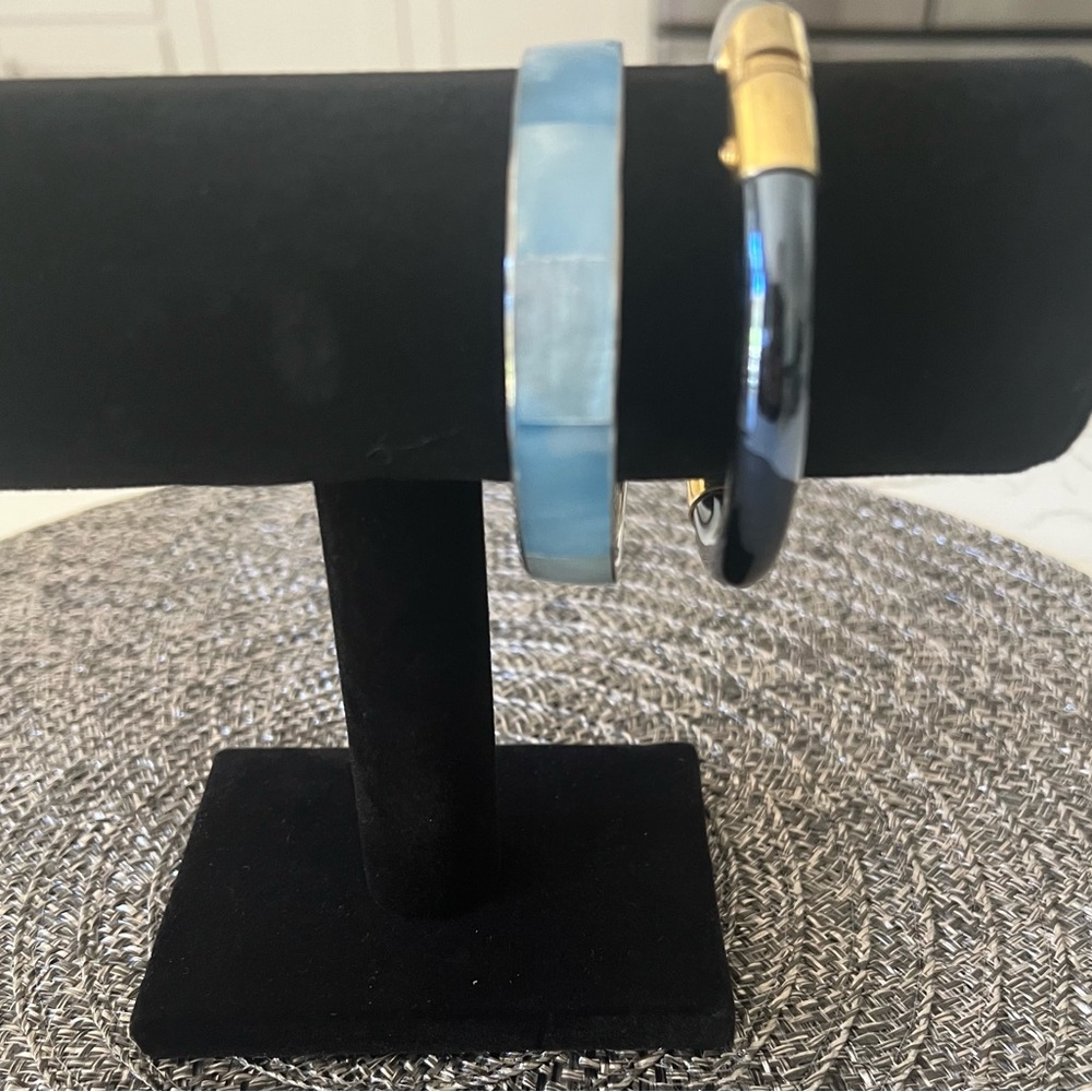 Vintage Blue and Blue Gold Bangle Bracelets